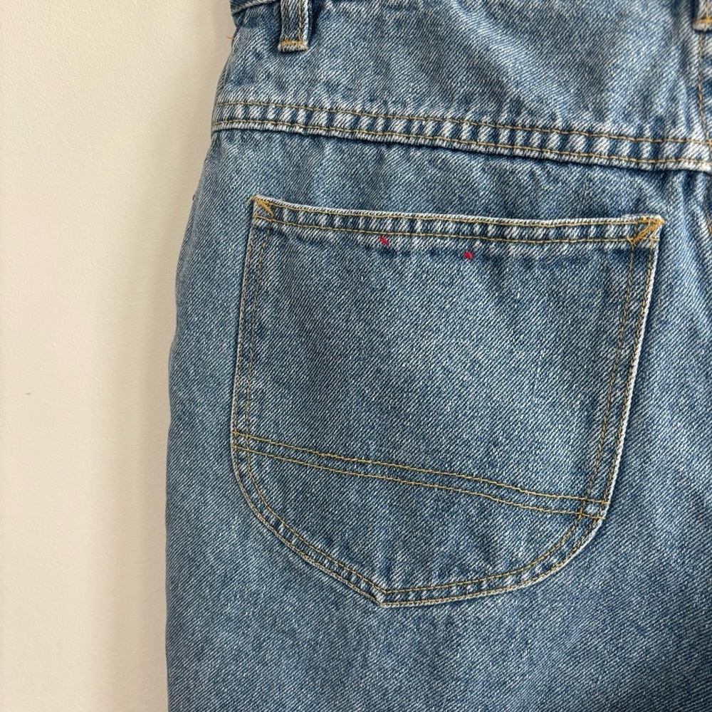 Vintage Cotton Ramie High Rise Long Button Fly Denim Bermuda Shorts - Picture 7 of 11